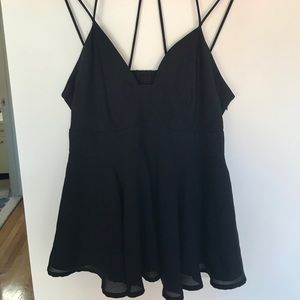Black flowy strappy tank